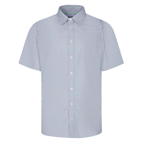 Bigdude Button Down Check Short Sleeve Shirt Green