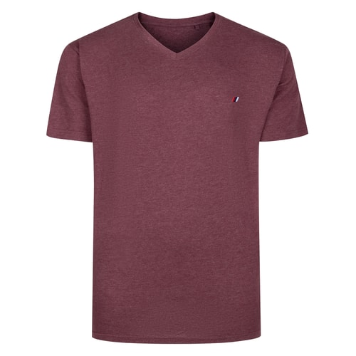 Bigdude Embroidery V-Neck T-Shirt Burgundy Marl Tall