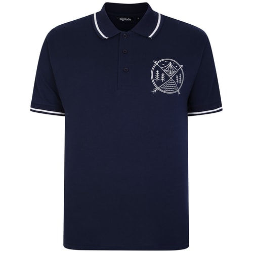 Bigdude Outdoor Adventure Print Polo Shirt Navy