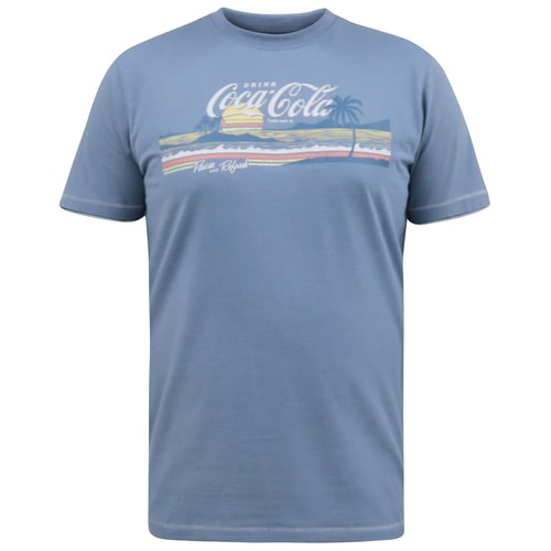 D555 Norfolk Coca-Cola Beach Scene Print T-Shirt Denim Marl