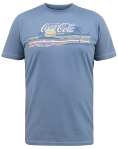 D555 Norfolk Coca-Cola Beach Scene Print T-Shirt Denim Marl