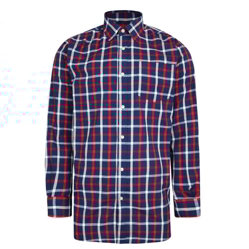 Bigdude Woven Long Sleeve Checked Shirt Red/Navy Tall