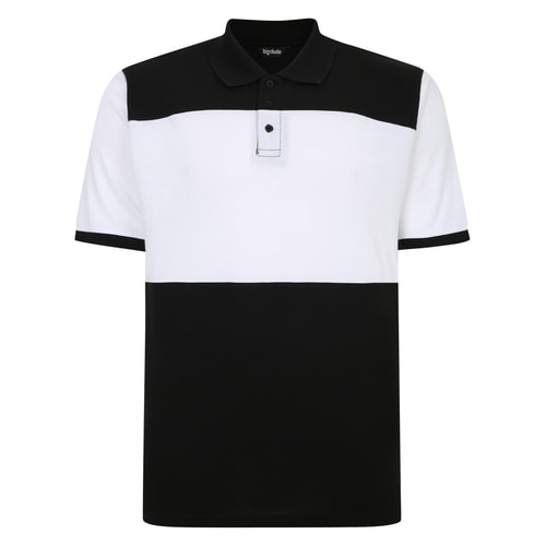 Bigdude Colour Block Polo Shirt Black/White Tall
