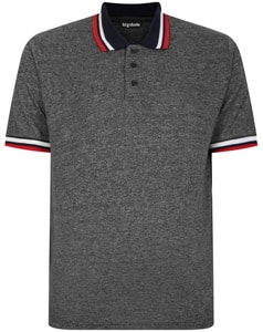 Bigdude Two Tone Contrast Polo Shirt Black
