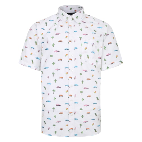 Bigdude All Over Havanna Print Short Sleeve Shirt White