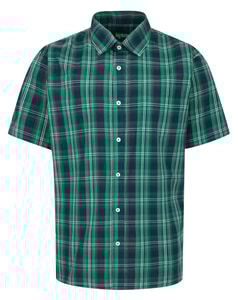 Bigdude Checked Poplin Short Sleeve Shirt Green/Navy