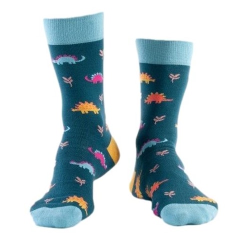 Doris & Dude Dinosaur Print Socks Blue