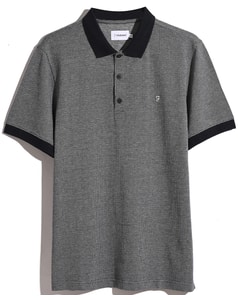 Farah Stafford Jacquard Short Sleeve Polo True Navy