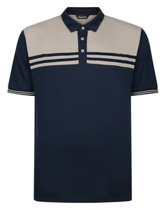 Bigdude Colour Block Striped Polo Navy Tall