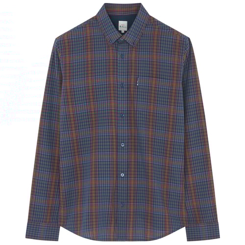 Ben Sherman Long Sleeve Multicolour Check Shirt Navy