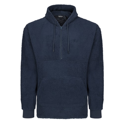 Bigdude Borg Fleece Quarter Zip Lounge Hoodie Navy