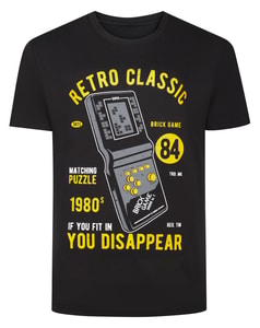 Bigdude Retro Classic Print T-Shirt Black