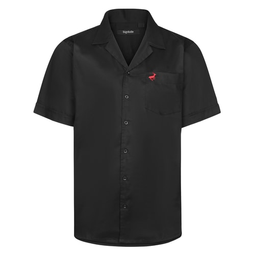 Bigdude Relaxed Collar Short Sleeve Shirt Black Tall