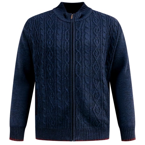 D555 Gillingham Knitted Zip Through Sweater Navy Marl