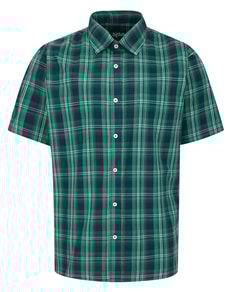 Bigdude Checked Poplin Short Sleeve Shirt Green/Navy Tall