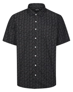 Bigdude Abstract Floral Short Sleeve Shirt Black