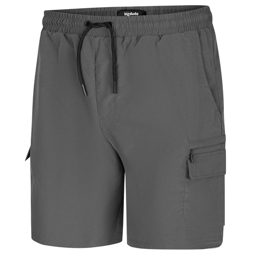 Bigdude Fully Elasticated Tech Cargo Shorts Charcoal