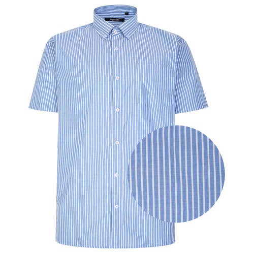 Bigdude Striped Woven Short Sleeve Shirt Navy/White