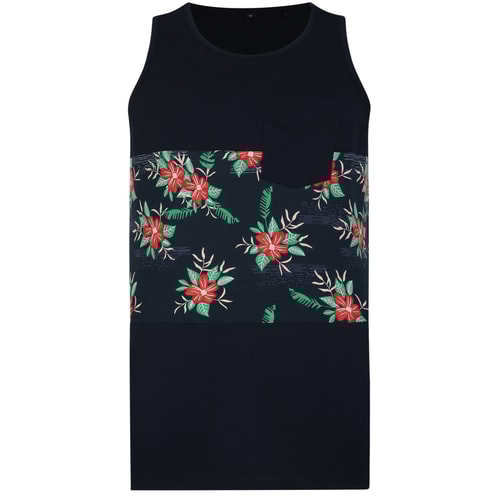 Bigdude Cut & Sew Flower Print Vest Navy