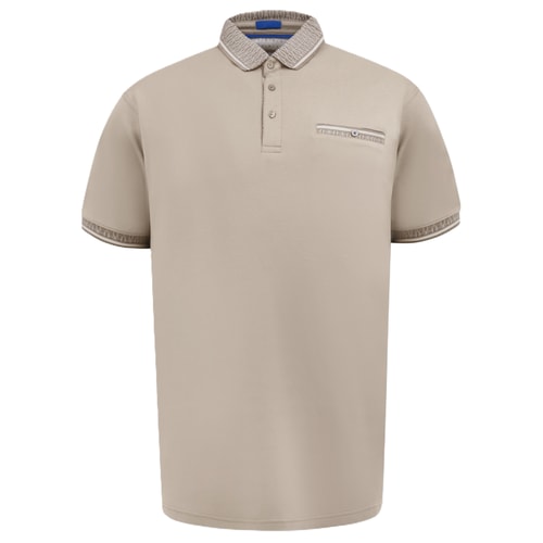 D555 Barrett 1 Jacquard Collar & Cuff Polo Stone