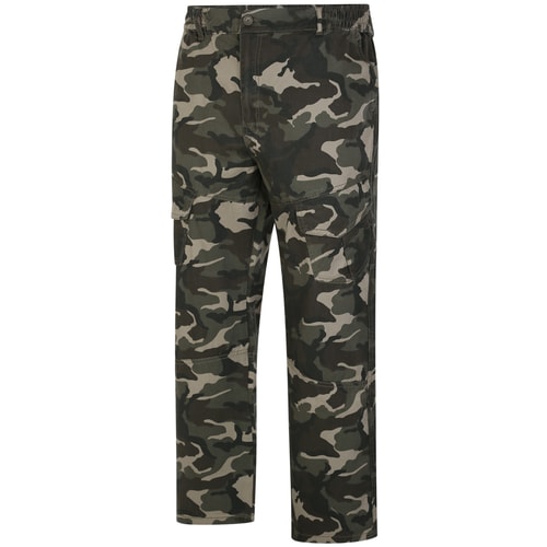 Bigdude Elasticated Waist Camouflage Cargo Trousers Khaki