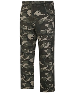 Bigdude Elasticated Waist Camouflage Cargo Trousers Khaki