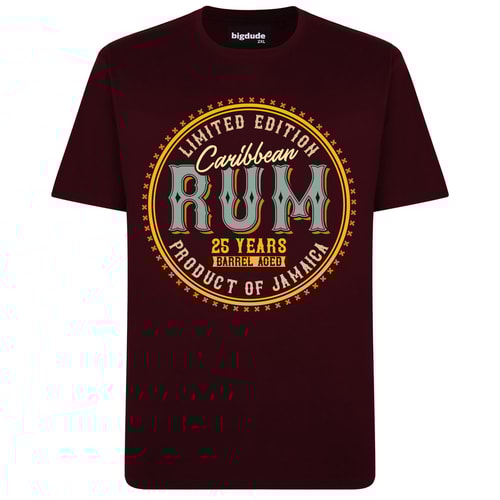Bigdude Caribbean Rum Print T-Shirt Burgundy