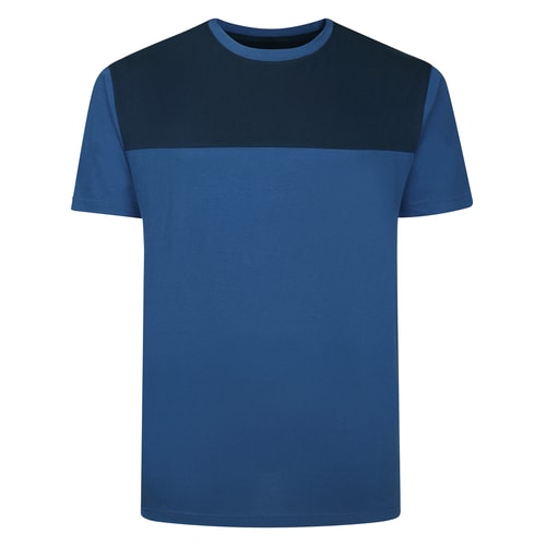 Bigdude Cut & Sew 2 Tone T-Shirt Deep Blue/Navy Tall