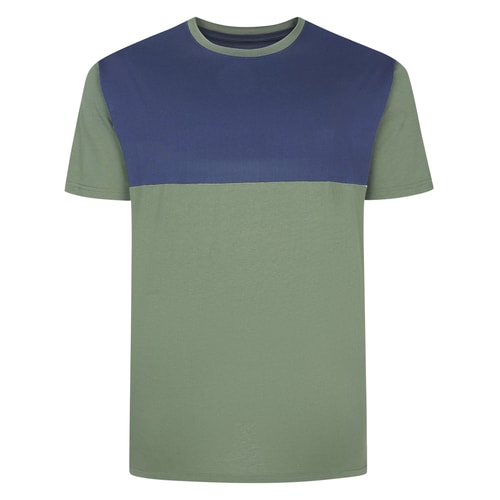 Bigdude Cut & Sew 2 Tone T-Shirt Sage Green/Navy