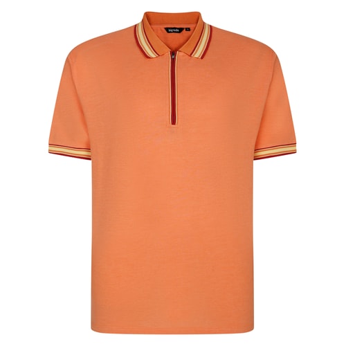 Bigdude Zipped Polo With Tipping Apricot Marl