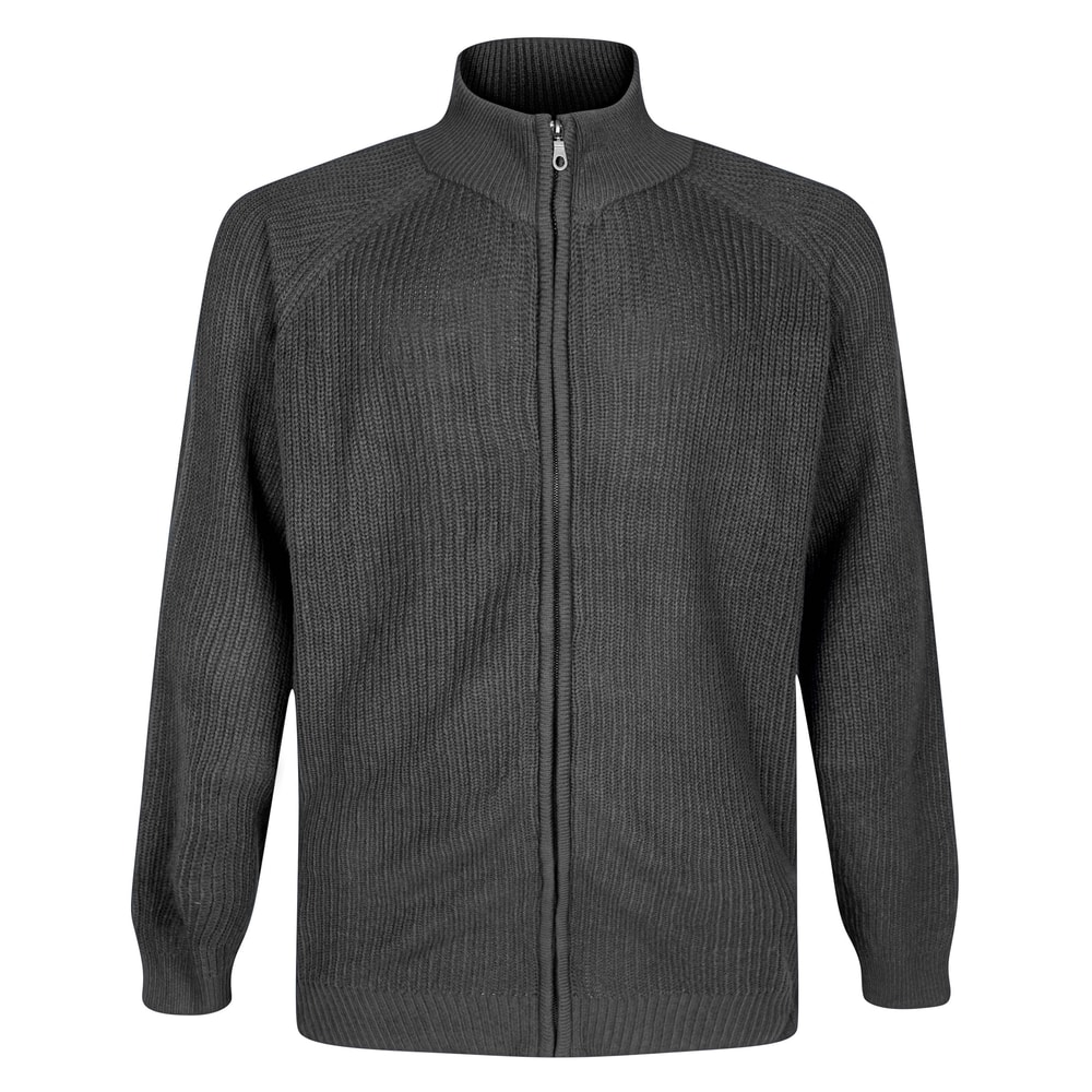 Big Ragu Jacket Bigdude Ribbed Raglan Zip Jacket Charcoal | BigDude