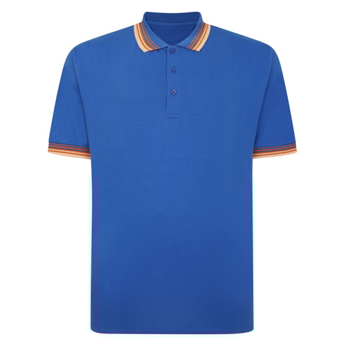 Bigdude Ombre Tipped Collar Polo Royal Blue