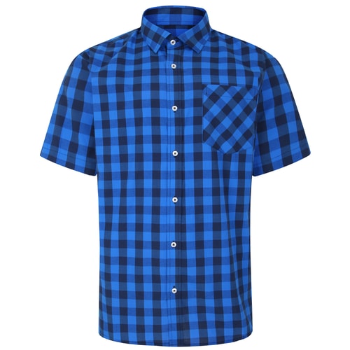 Bigdude Gingham Short Sleeve Shirt Blue