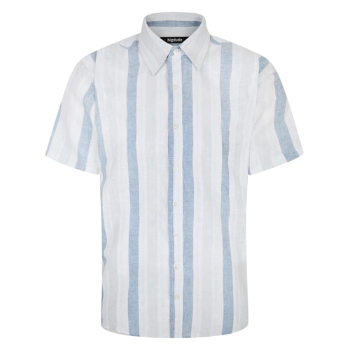 Bigdude Lightweight Striped Short Sleeve Shirt White/Blue Tall