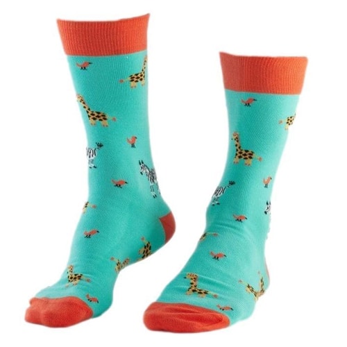 Doris & Dude Zebra & Giraffe Print Socks Mint