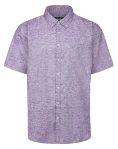 Bigdude Lightweight Linen Touch Button Down Collar Shirt Purple