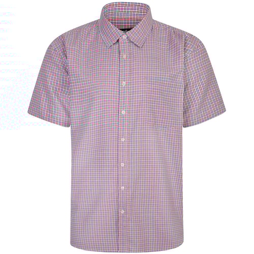 Bigdude Short Sleeve Checked Summer Shirt Blue/Red Tall