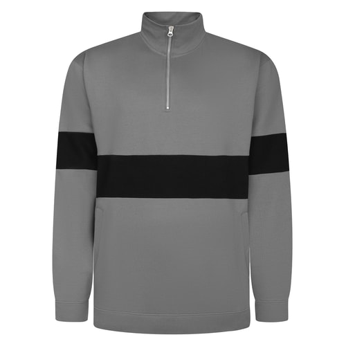 Bigdude Colour Block Half Zip Sweatshirt Black/Grey Tall