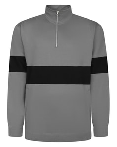 Bigdude Colour Block Half Zip Sweatshirt Black/Grey Tall