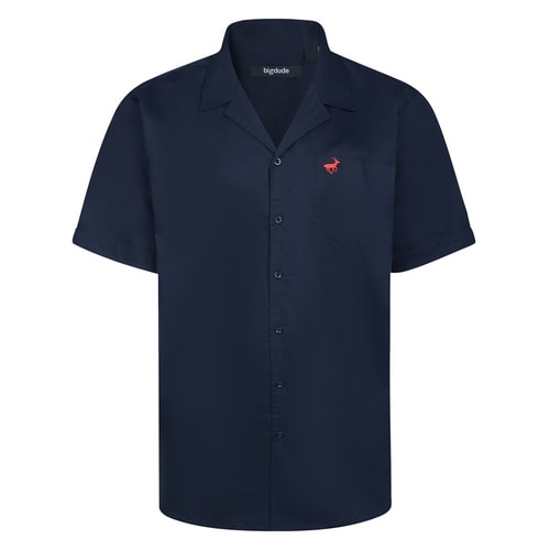 Bigdude Relaxed Collar Short Sleeve Shirt Navy Tall