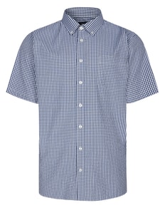 Bigdude Button Down Check Short Sleeve Shirt Blue Tall