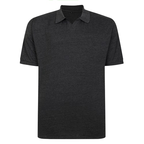Bigdude Soft Jersey Cuban Collar Polo Shirt Charcoal Tall