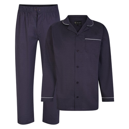 KAM Dobby Print Pyjama Set Navy | BigDude