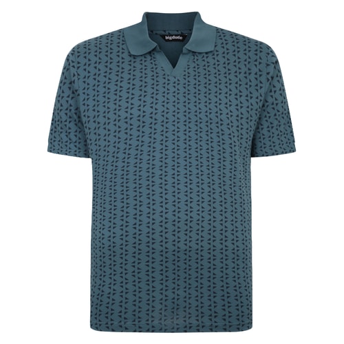 Bigdude Geometric Print Polo Shirt Petrol Tall