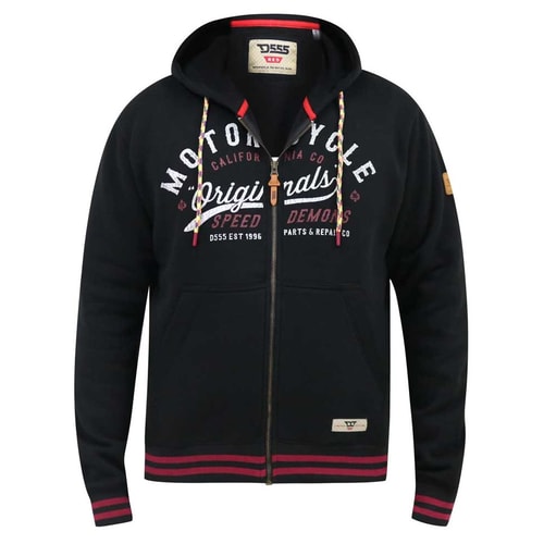 D555 Patrick Full Zip Motorcycle Print Hoody Black