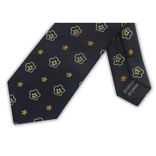 Knightsbridge Extra Long Flower Tie Navy Yellow
