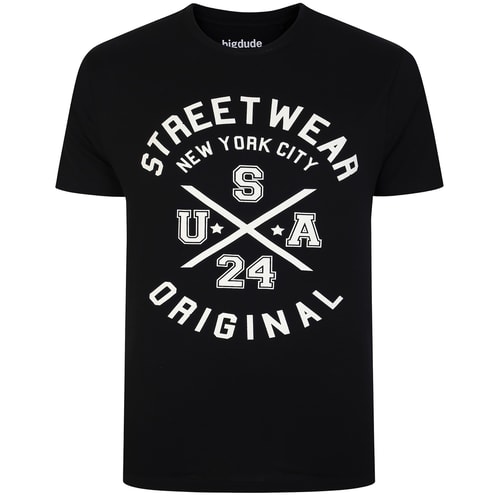 Bigdude NYC Street Wear Print T-Shirt Black Tall