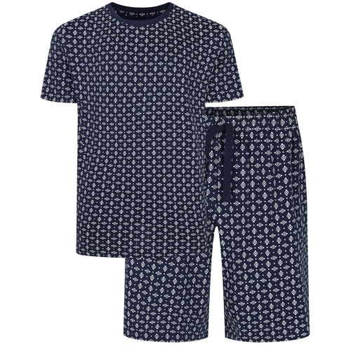 Bigdude Ornamental Allover Pyjama Set Navy