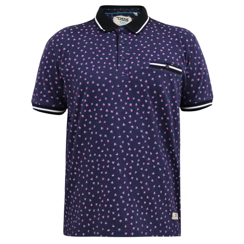 D555 Rover All Over Melon Print Polo Shirt Dark Navy