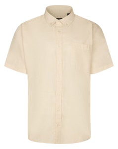 Bigdude Lightweight Linen Touch Button Down Collar Shirt Beige Tall